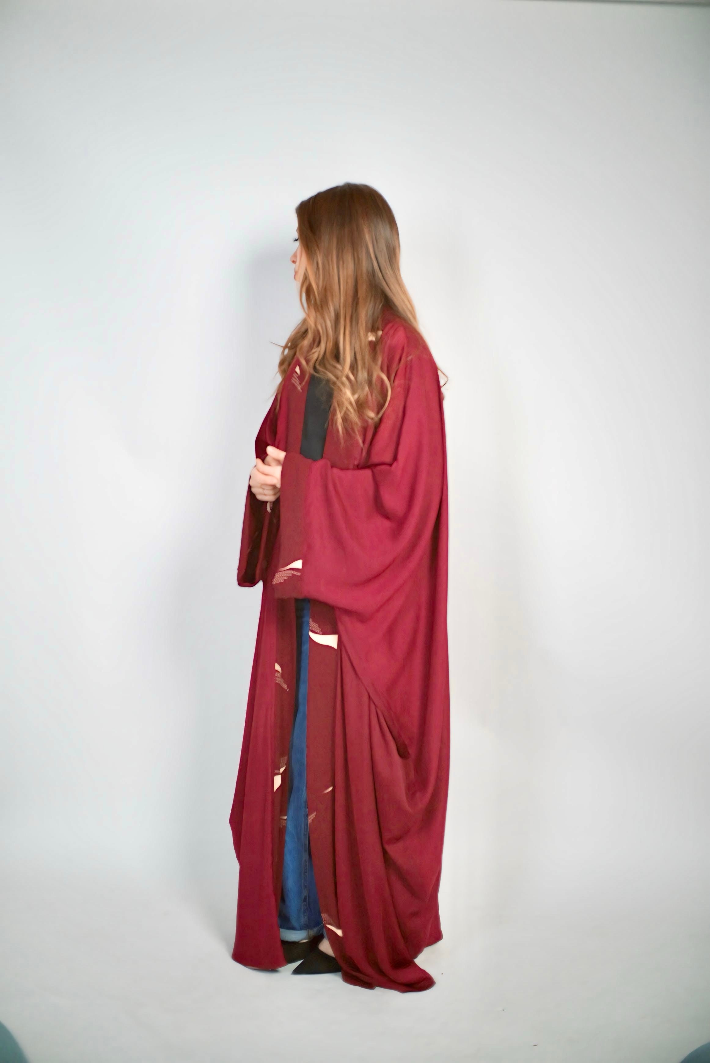 Kimono bordeau réversible