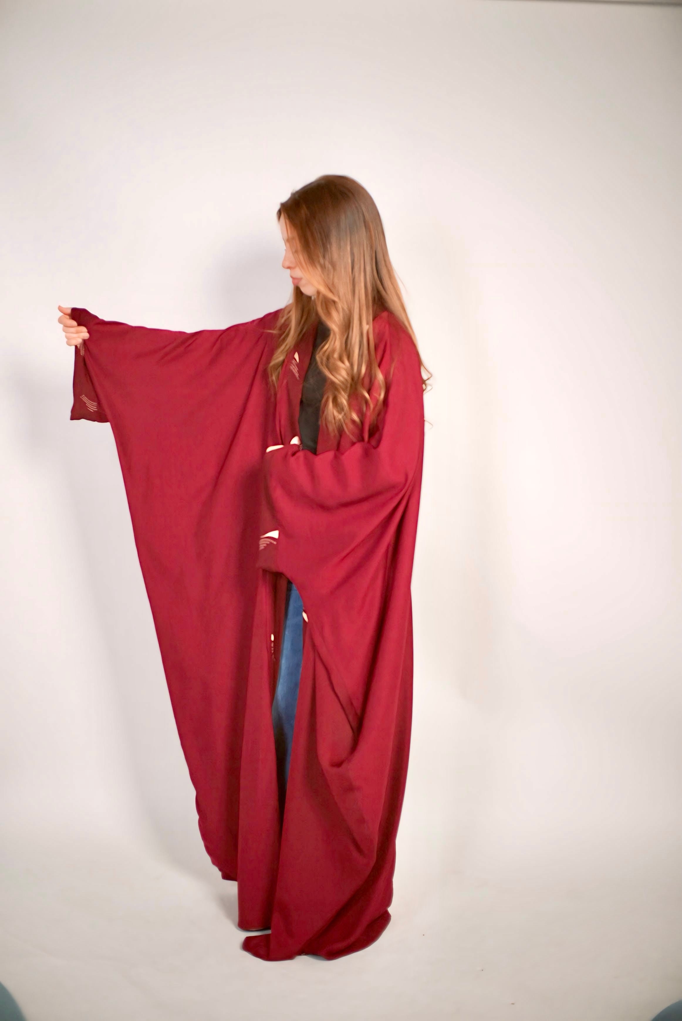 Kimono bordeau réversible