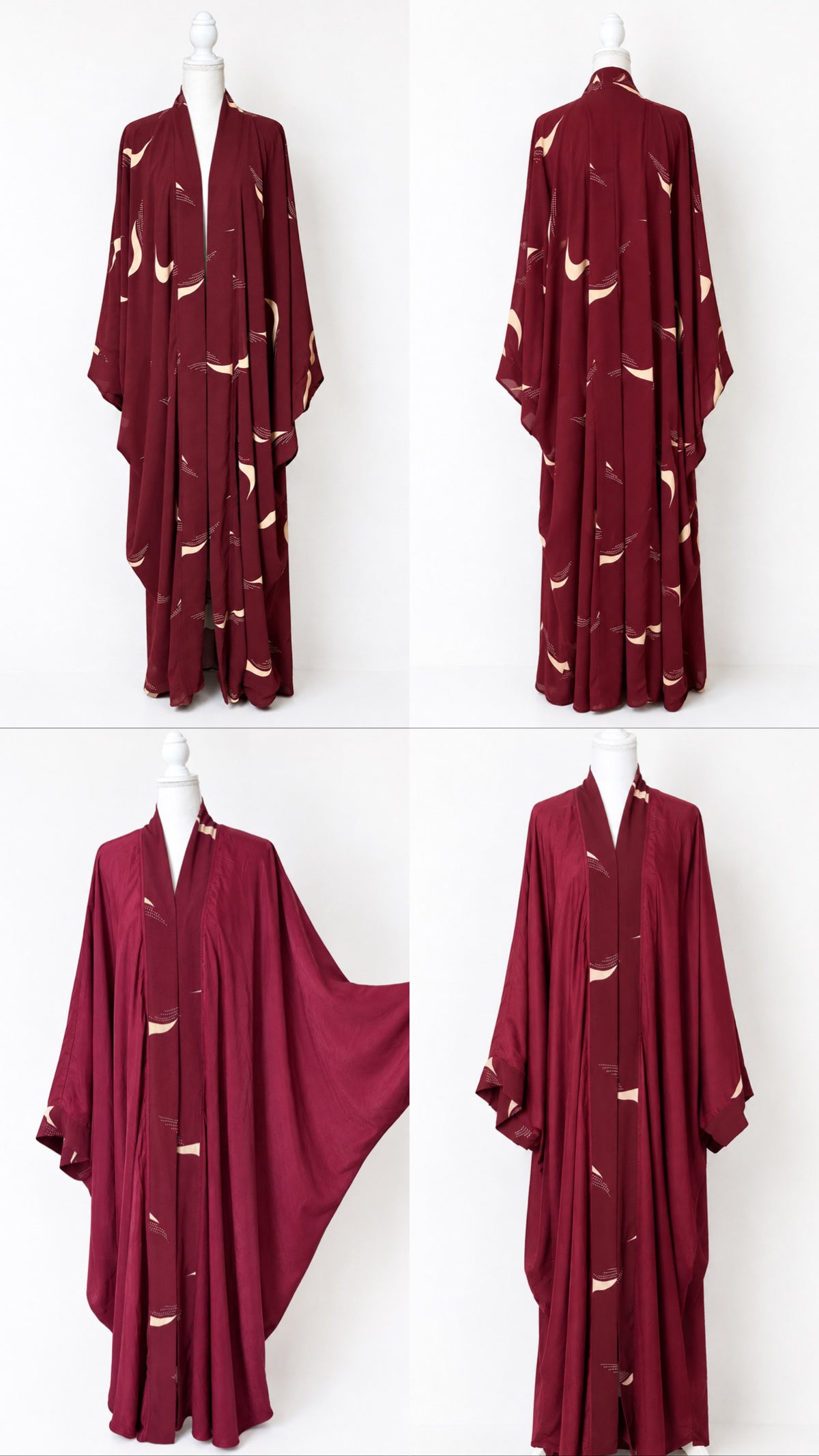 Kimono bordeaux réversible pour femme voilée et musulmane