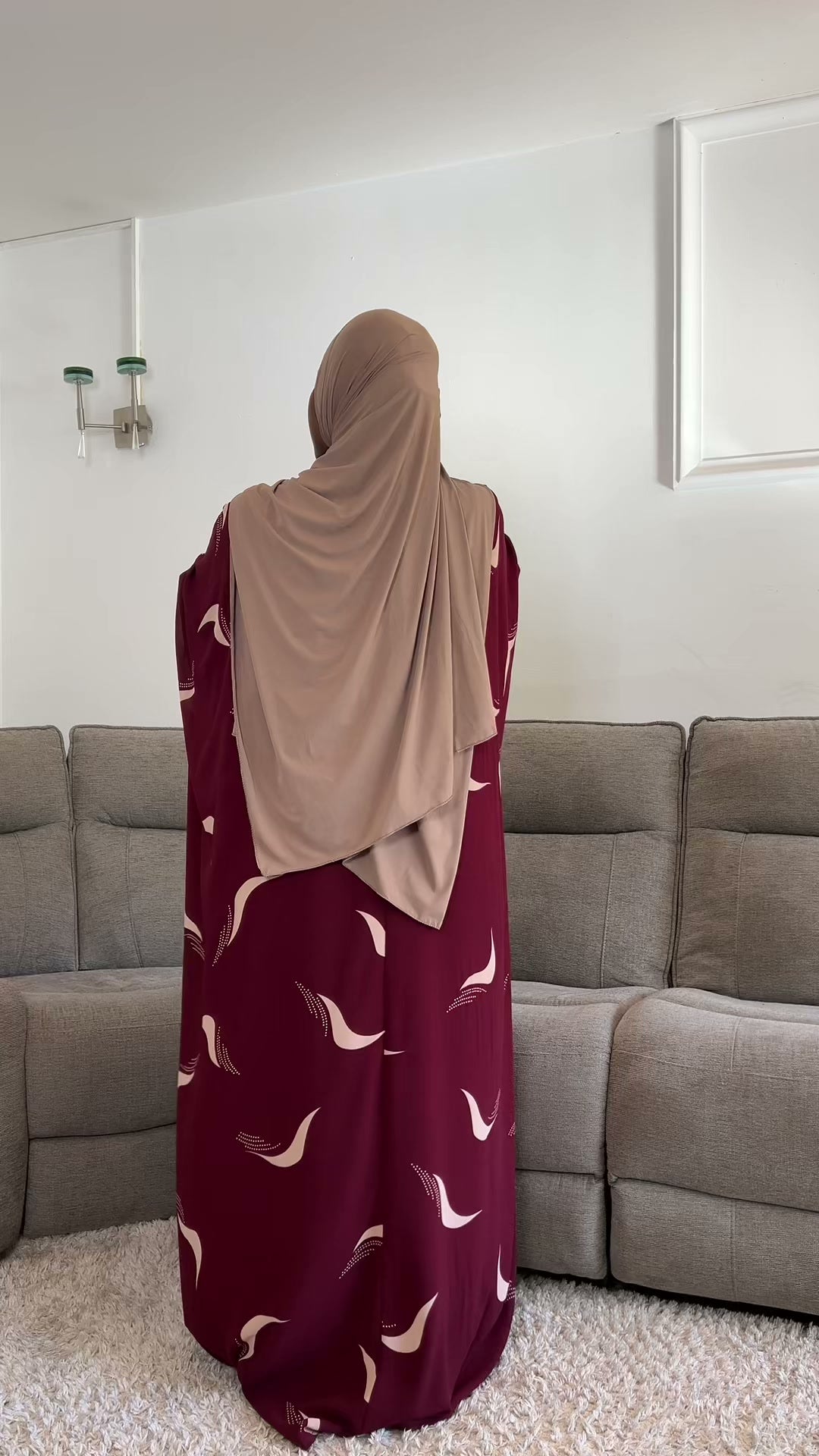 Kimono bordeaux réversible pour femme voilée et musulmane