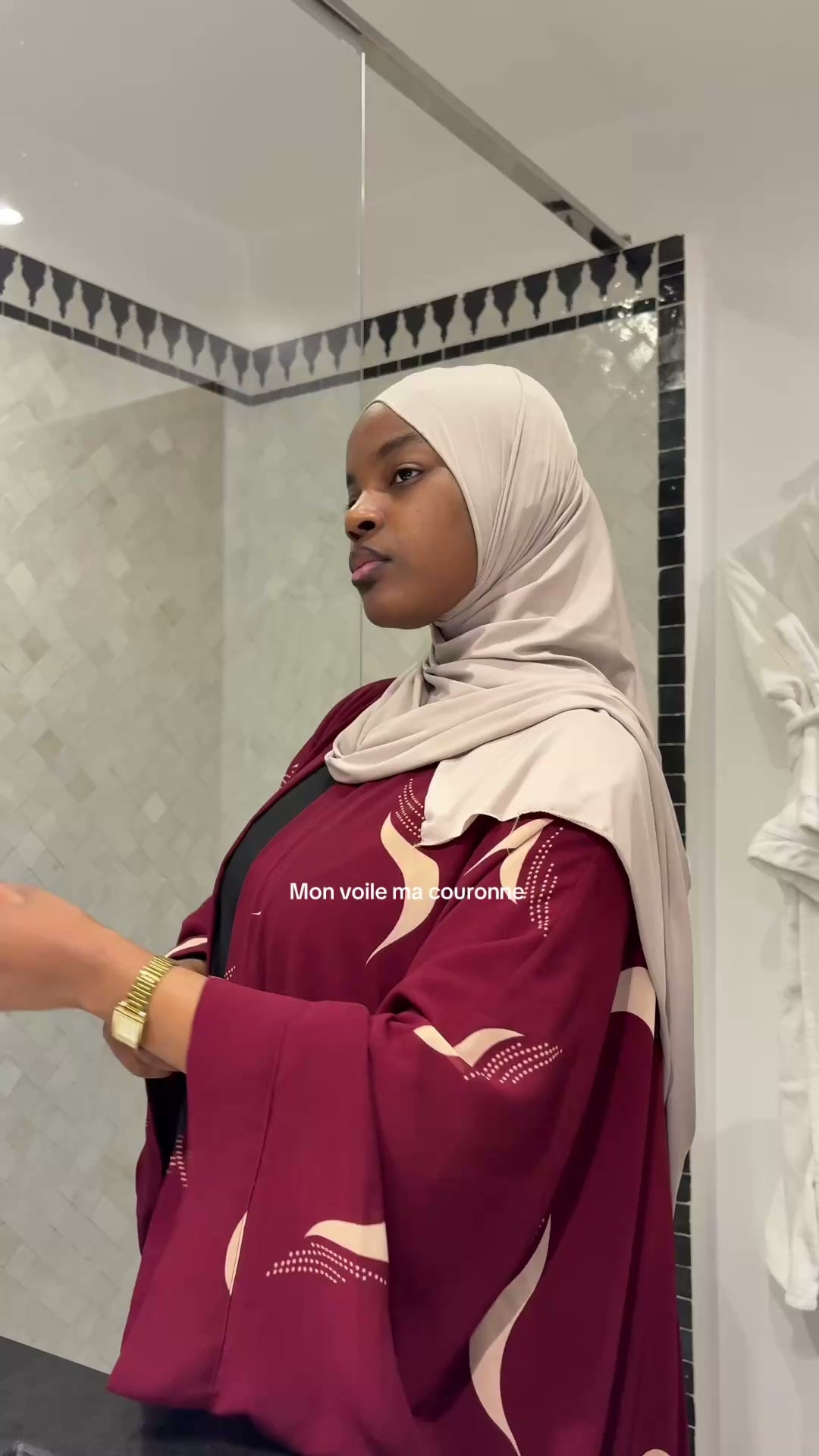 Kimono bordeaux réversible pour femme voilée et musulmane