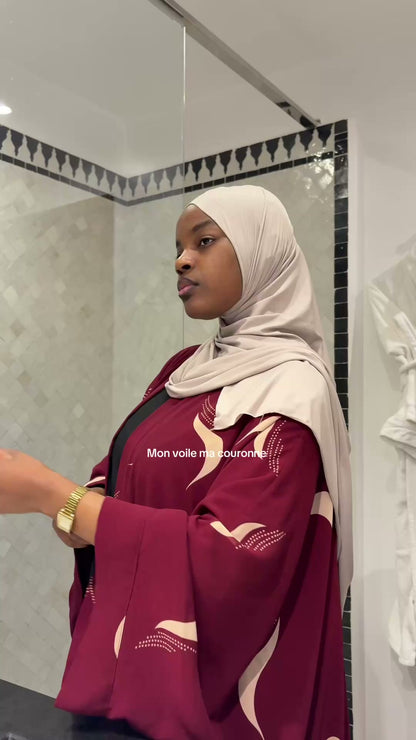 Kimono bordeaux réversible pour femme voilée et musulmane
